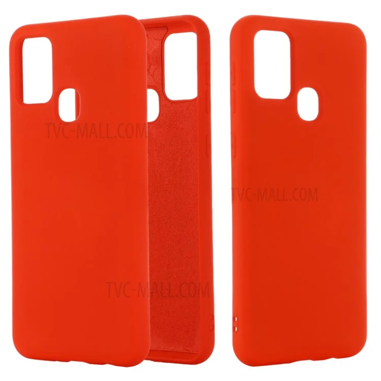 Caso De Shell De Silicone Líquido Para Samsung Galaxy M31 - Vermelho