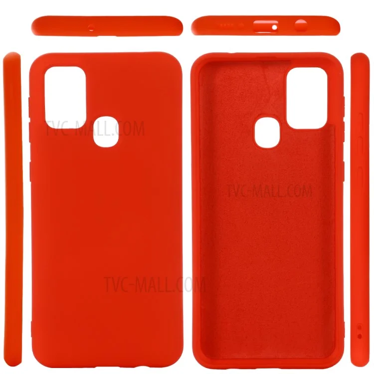 Caso De Shell De Silicone Líquido Para Samsung Galaxy M31 - Vermelho