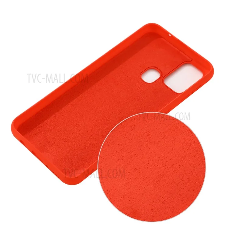 Caso De Shell De Silicone Líquido Para Samsung Galaxy M31 - Vermelho