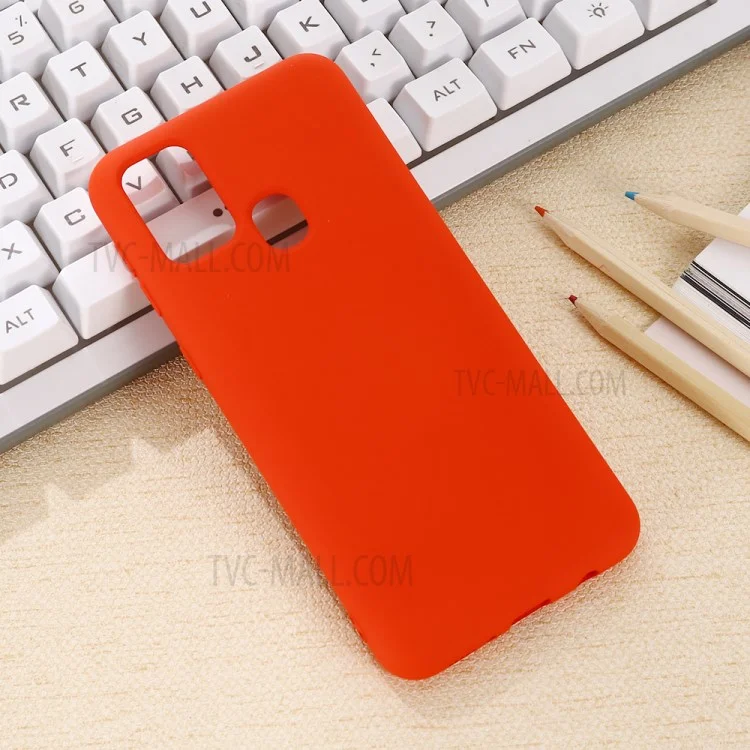 Caso De Shell De Silicone Líquido Para Samsung Galaxy M31 - Vermelho