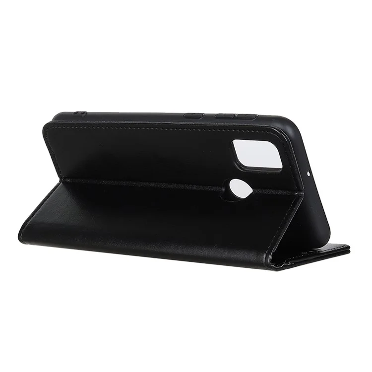 Crazy Horse en Cuir en Cuir Case de Support Pour Samsung Galaxy A21s - le Noir