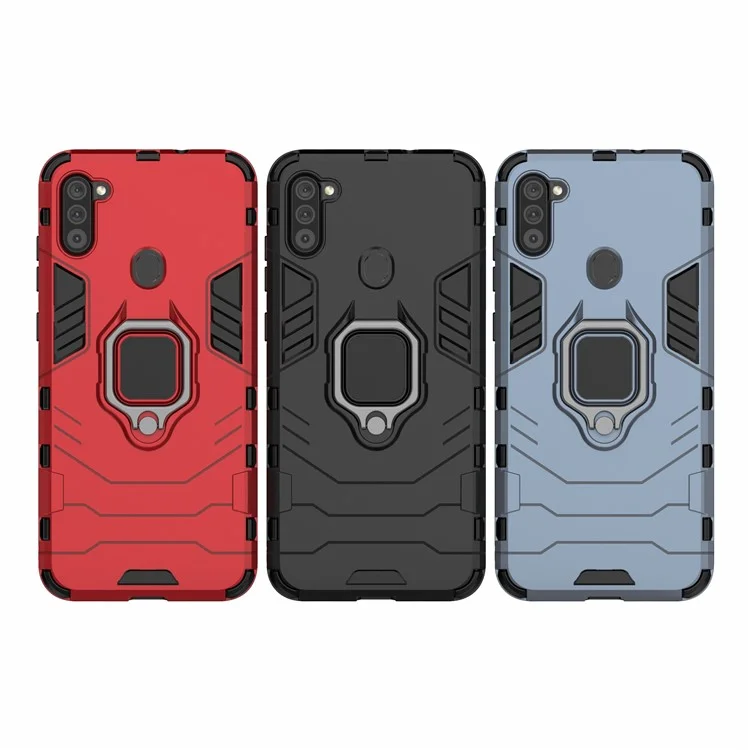 Étui de style Cool Guard Ring Holder Kickstand PC + TPU pour Samsung Galaxy A11 (version européenne) - Noir