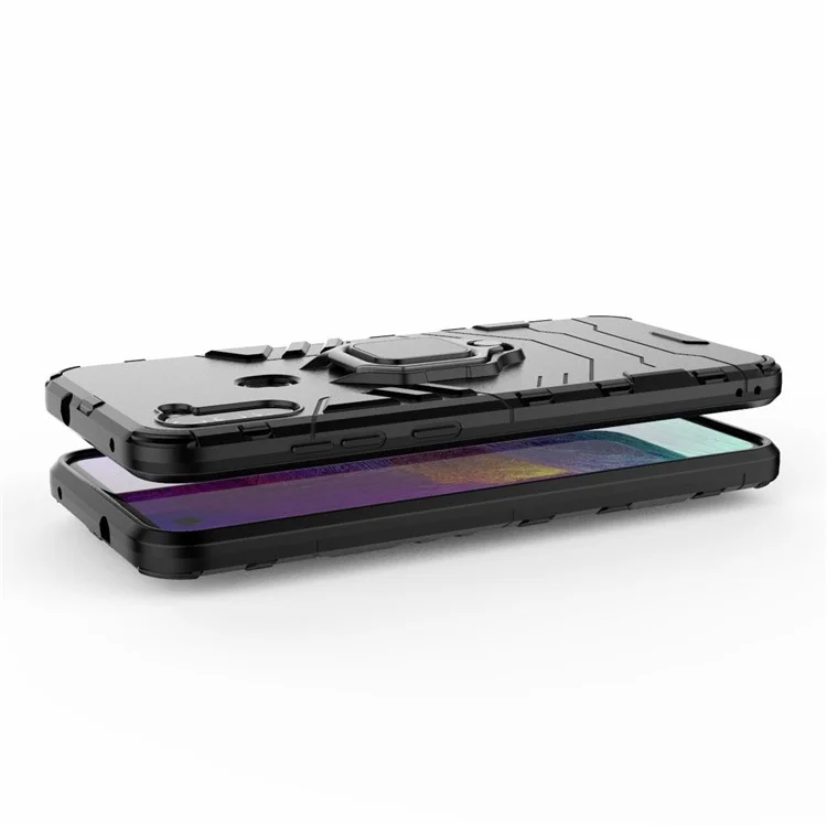 Étui de style Cool Guard Ring Holder Kickstand PC + TPU pour Samsung Galaxy A11 (version européenne) - Noir