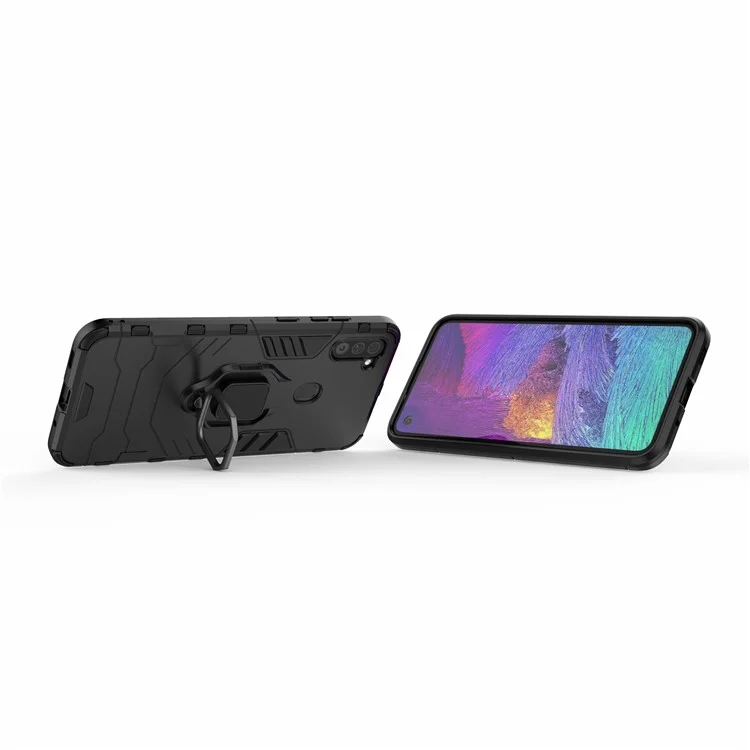 Étui de style Cool Guard Ring Holder Kickstand PC + TPU pour Samsung Galaxy A11 (version européenne) - Noir