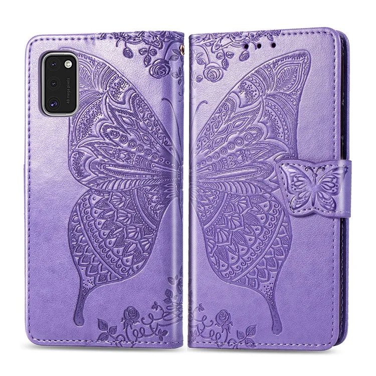 Impressum Butterfly Flower Leder Brieftasche Für Samsung Galaxy A41 (globale Version) - Helles Lila
