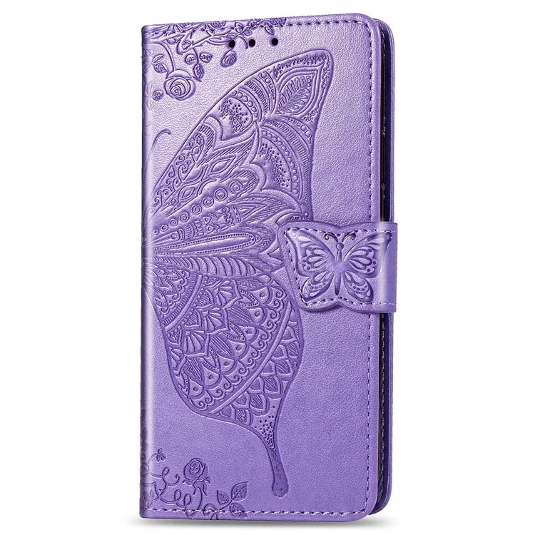 Impressum Butterfly Flower Leder Brieftasche Für Samsung Galaxy A41 (globale Version) - Helles Lila