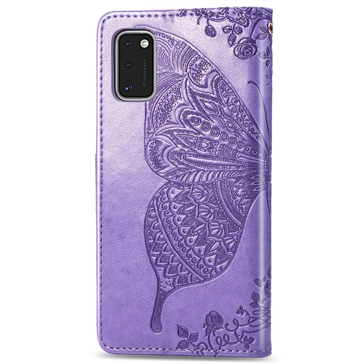 Impressum Butterfly Flower Leder Brieftasche Für Samsung Galaxy A41 (globale Version) - Helles Lila