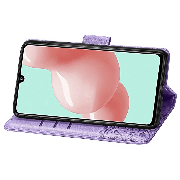 Impressum Butterfly Flower Leder Brieftasche Für Samsung Galaxy A41 (globale Version) - Helles Lila