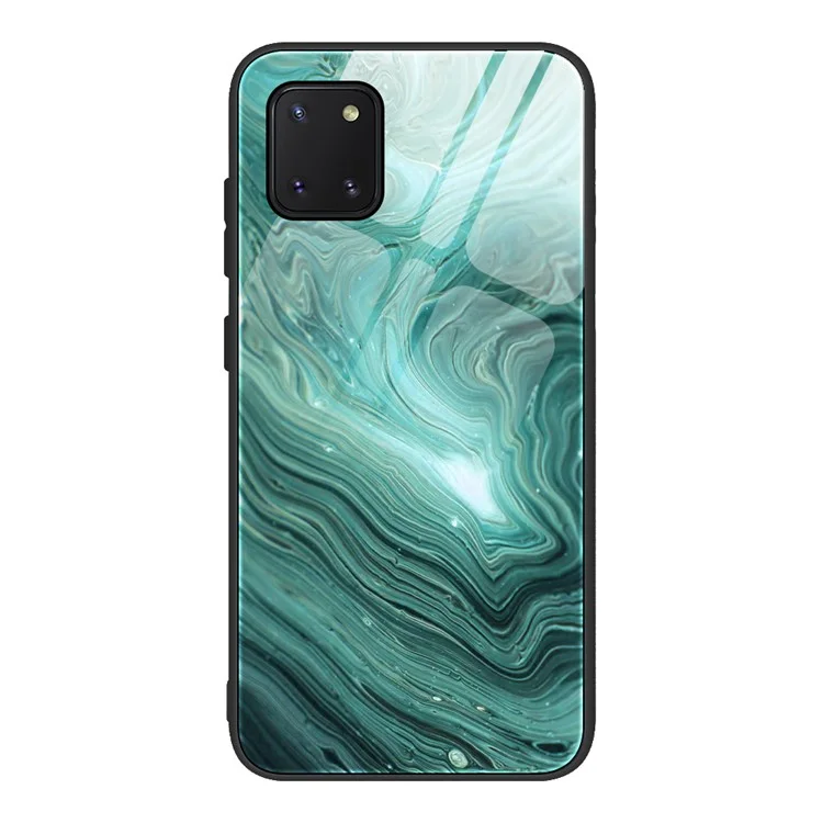 Coque de téléphone en verre trempé à texture de marbre + TPU Combo pour Samsung Galaxy A91/S10 Lite - Style A