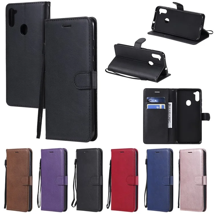 KT Leather Series-2 Wallet Leather Stand Case for Samsung Galaxy M11 - Black