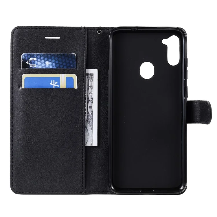 KT Leather Series-2 Wallet Leather Stand Case for Samsung Galaxy M11 - Black