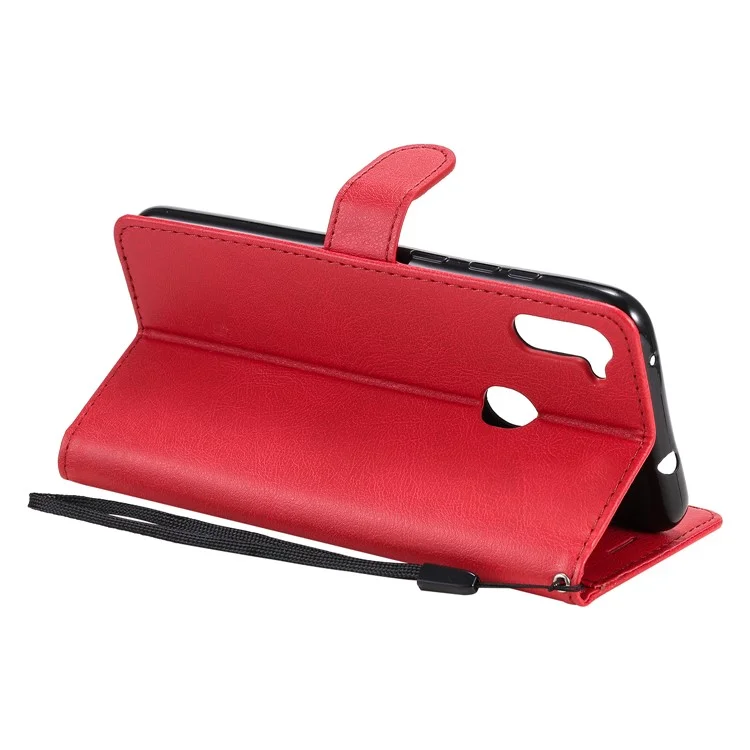 KT Leather Series-2 Wallet Stand de Cuero Para Samsung Galaxy M11 - Rojo