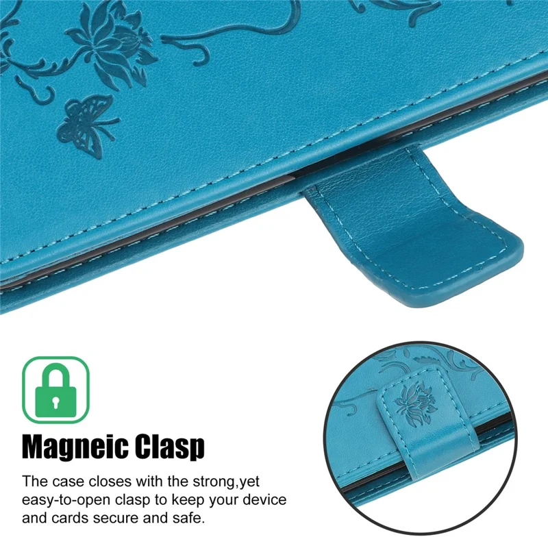 Imprint Butterfly Flowers Leather with Wallet Case for Samsung Galaxy A31 - Blue