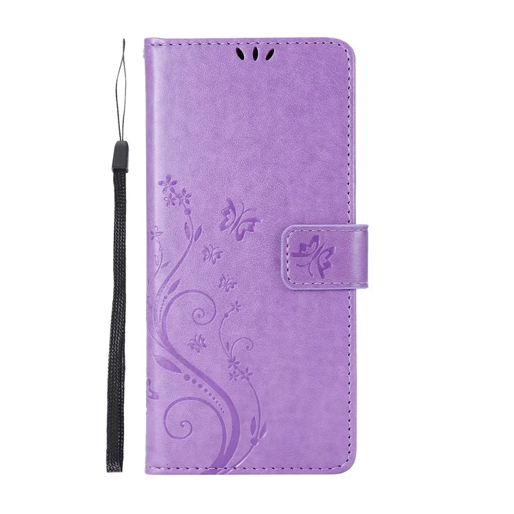Impressum Schmetterlingsblume Leder Brieftasche Für Samsung Galaxy A91/S10 Lite - Helles Lila