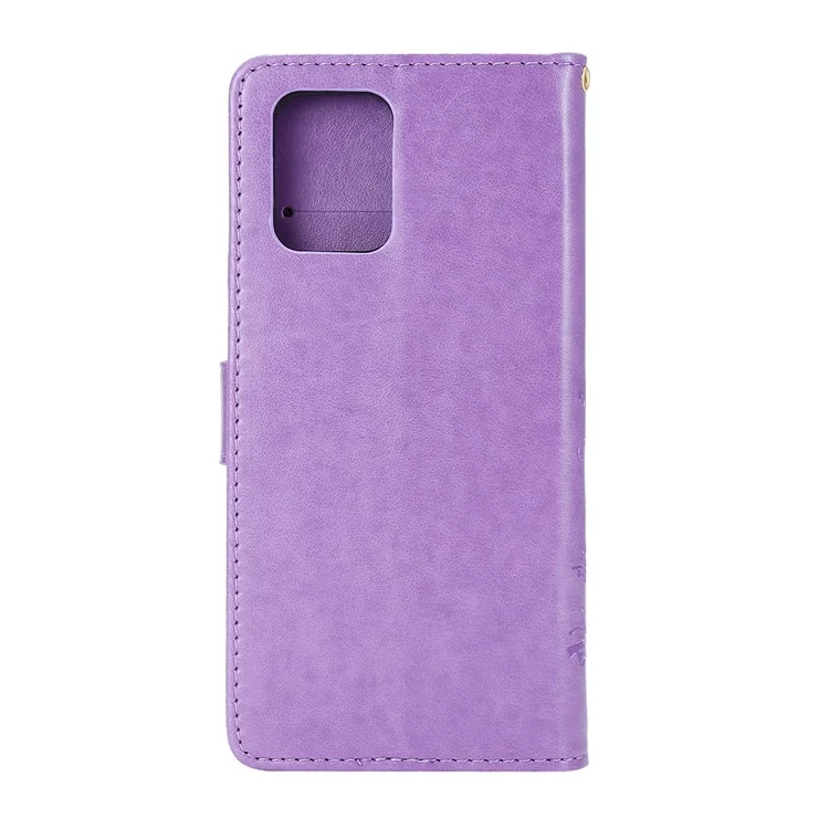 Impressum Schmetterlingsblume Leder Brieftasche Für Samsung Galaxy A91/S10 Lite - Helles Lila