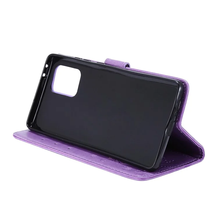 Impressum Schmetterlingsblume Leder Brieftasche Für Samsung Galaxy A91/S10 Lite - Helles Lila