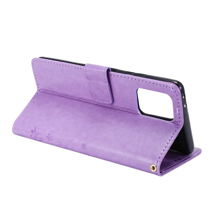 Impressum Schmetterlingsblume Leder Brieftasche Für Samsung Galaxy A91/S10 Lite - Helles Lila