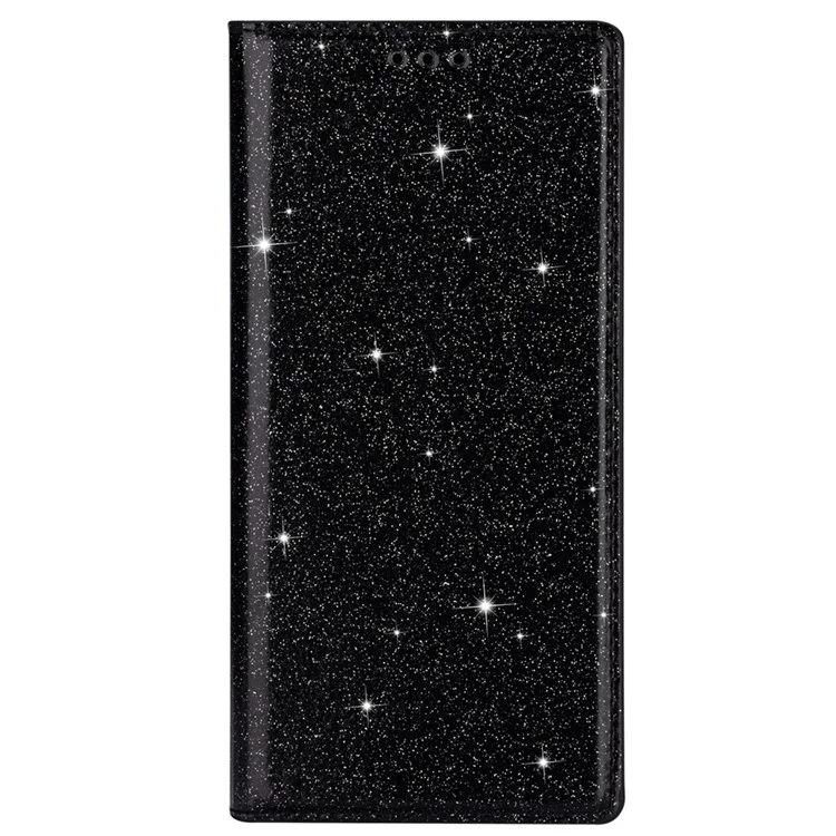 Flash Powder Auto-absorbed Leather Card Slot Shell for Samsung Galaxy A41 (Global Version) - Black