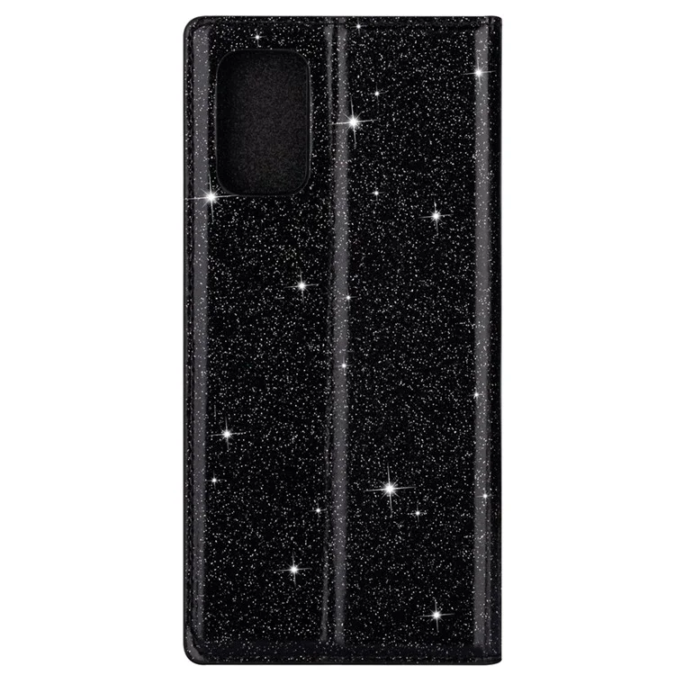 Flash Powder Auto-absorbed Leather Card Slot Shell for Samsung Galaxy A41 (Global Version) - Black