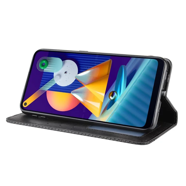 Étui de portefeuille en cuir style vintage pour Samsung Galaxy M11 / A11 (version européenne) - Noir