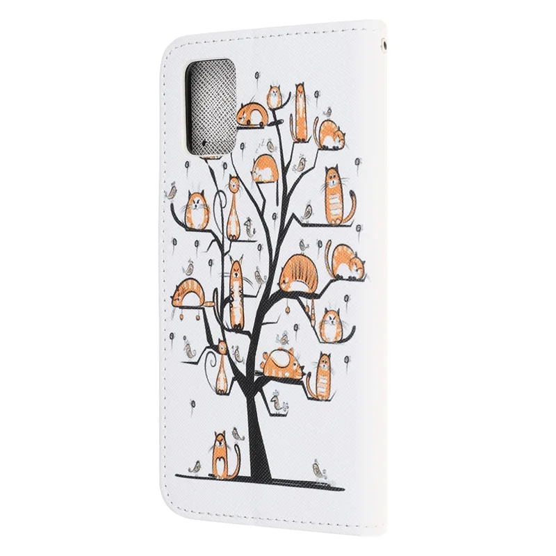 Pattern Printing Cross Texture Leather Wallet Cover with Strap for Samsung Galaxy A31 - Animals on Tree