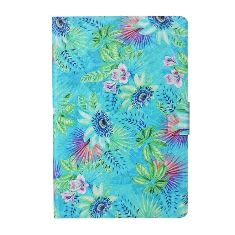 Capa de Couro com Ranhuras para Cartões e Impressão de Padrões para Samsung Galaxy Tab S5e SM-T720/T725 - Flores