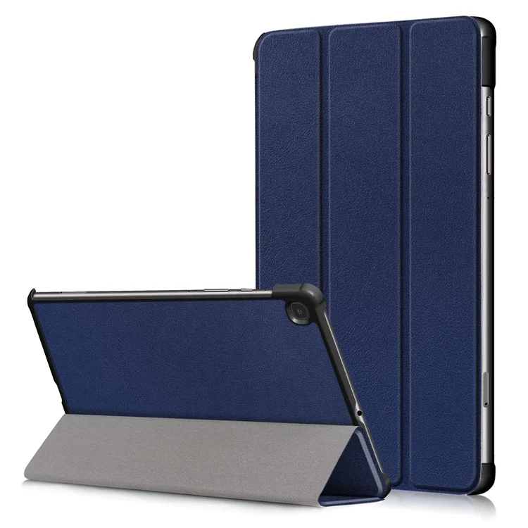 Caso Inteligente de Couro de Suporte Tri-fold Para Samsung Galaxy Tab S6 Lite P610/P615/S6 Lite (2022) - Azul Escuro