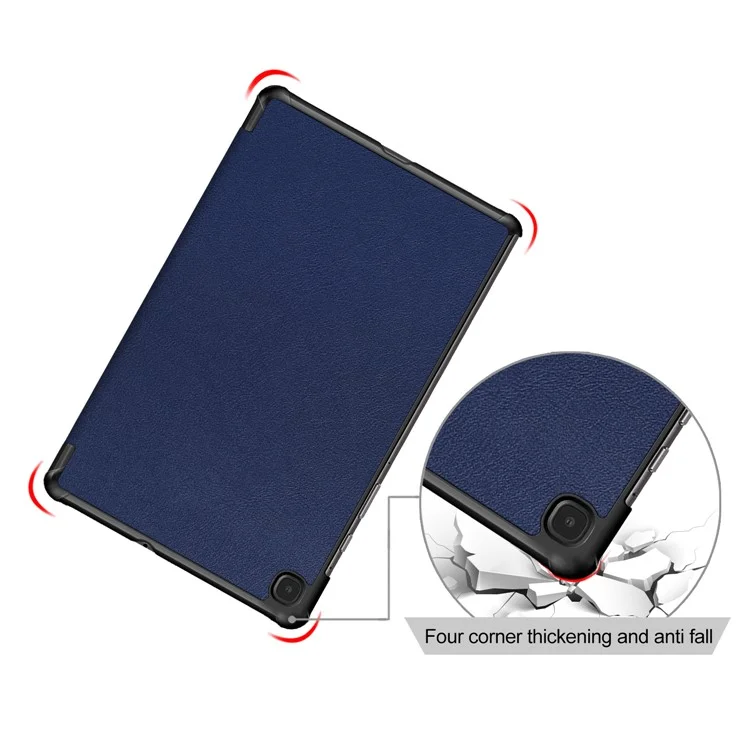 Estuche Inteligente de Cuero de Soporte Trifoliente Para Samsung Galaxy Tab S6 Lite P610/P615/S6 Lite (2022) - Azul Oscuro