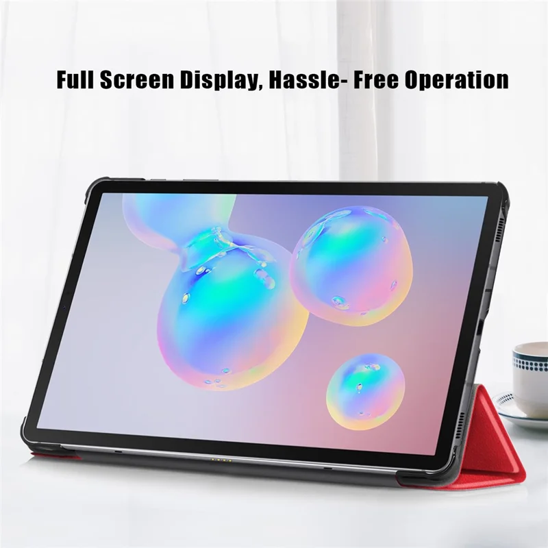 Tri-fold Stand Leather Smart Case for Samsung Galaxy Tab S6 Lite (2020) P610 P615 / (2022) / (2024) - Red