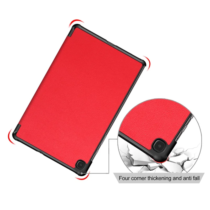 Tri-fold Stand Leather Smart Case for Samsung Galaxy Tab S6 Lite (2020) P610 P615 / (2022) / (2024) - Red