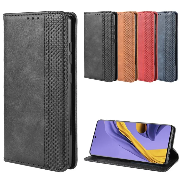 Retro Leather with Wallet Stand Cover for Samsung Galaxy A71 5G SM-A716 - Black