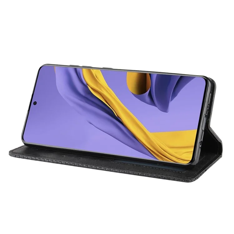 Retro Leather with Wallet Stand Cover for Samsung Galaxy A71 5G SM-A716 - Black