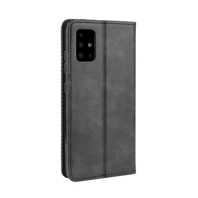 Retro Leather with Wallet Stand Cover for Samsung Galaxy A71 5G SM-A716 - Black