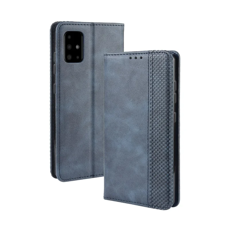 Retro lederen hoes met portemonnee en standaard voor Samsung Galaxy A71 5G SM-A716 - Blauw