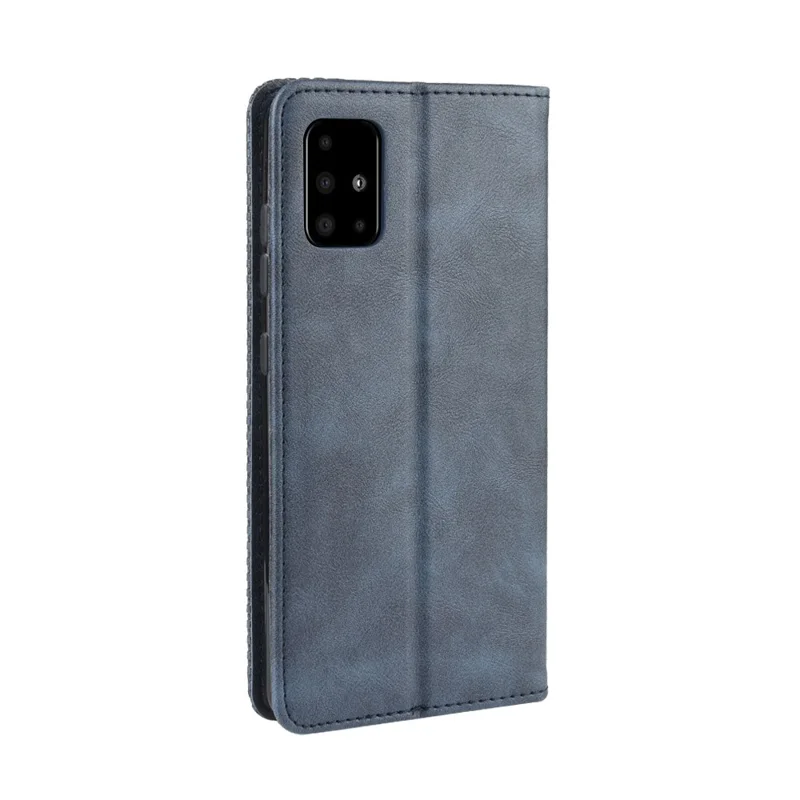 Retro lederen hoes met portemonnee en standaard voor Samsung Galaxy A71 5G SM-A716 - Blauw