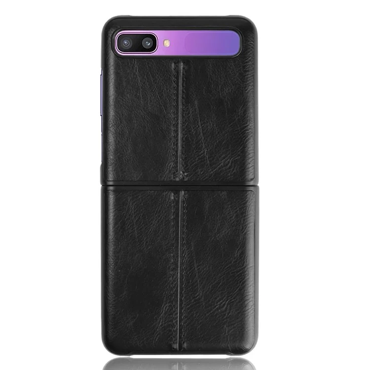 PU Leather Coated PC + TPU Case for Samsung Galaxy Z Flip - Black