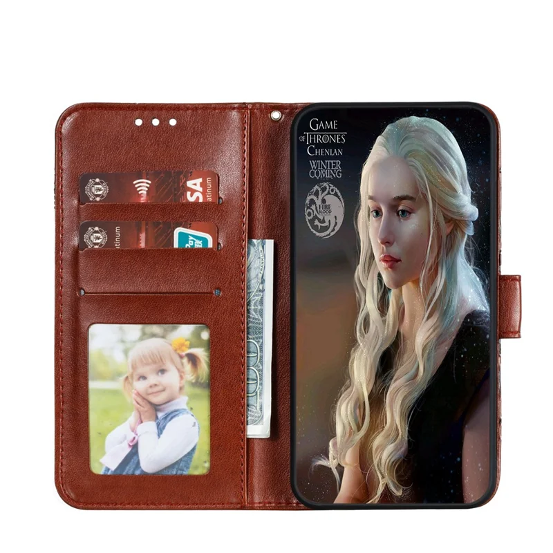 Impronta Mandala Fiore Portafoglio in Pelle con Cordino per Samsung Galaxy A41 (Versione Globale) - Marrone