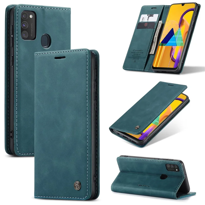 CASEME 013 Series Auto-absorbed Leather with Wallet Shell for Samsung Galaxy M30s/M21  - Blue
