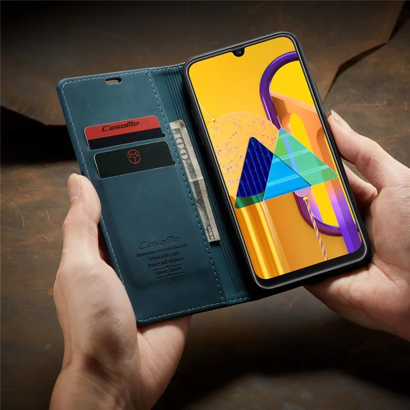 CASEME 013 Series Auto-absorbed Leather with Wallet Shell for Samsung Galaxy M30s/M21  - Blue