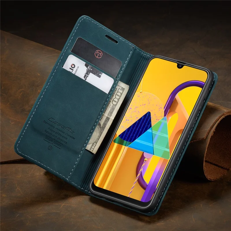 CASEME 013 Series Auto-absorbed Leather with Wallet Shell for Samsung Galaxy M30s/M21  - Blue