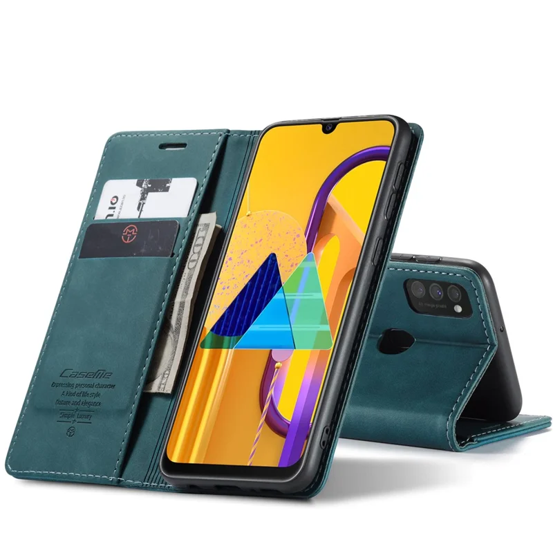 CASEME 013 Series Auto-absorbed Leather with Wallet Shell for Samsung Galaxy M30s/M21  - Blue