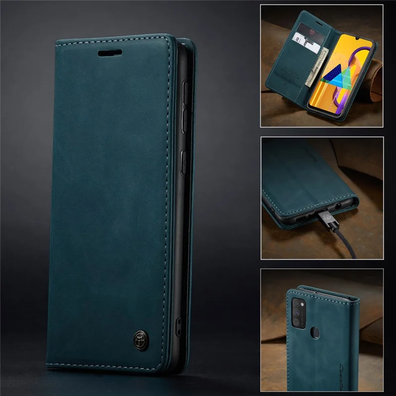 CASEME 013 Series Auto-absorbed Leather with Wallet Shell for Samsung Galaxy M30s/M21  - Blue