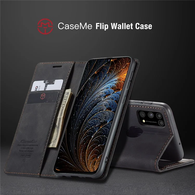 Caseme 013 Series Auto-absorbierte Lederhülle Für Samsung Galaxy M31 - Schwarz