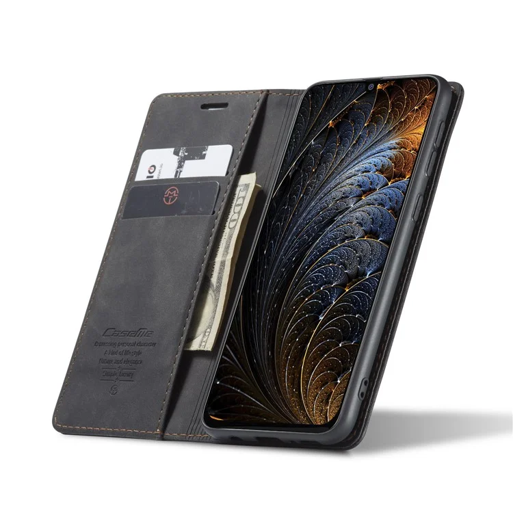 Caseme 013 Series Auto-absorbierte Lederhülle Für Samsung Galaxy M31 - Schwarz