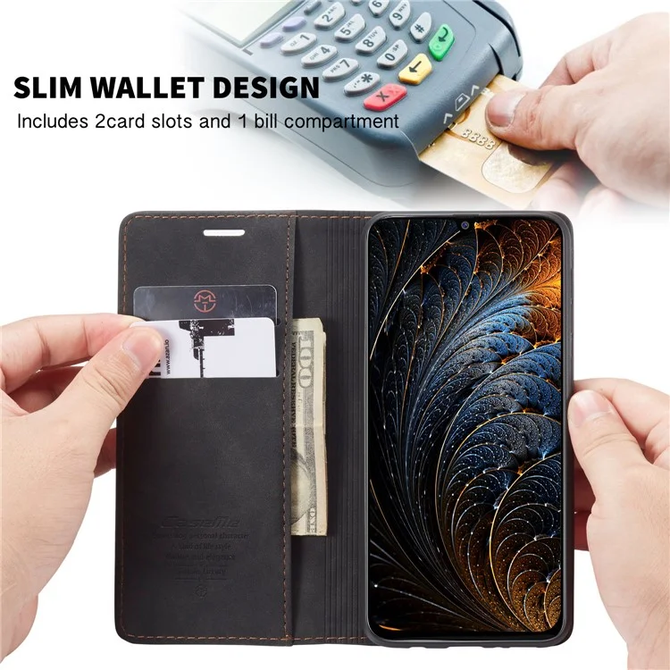 Caseme 013 Series Auto-absorbierte Lederhülle Für Samsung Galaxy M31 - Schwarz