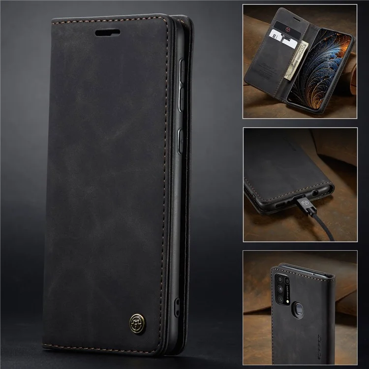 Caseme 013 Series Auto-absorbierte Lederhülle Für Samsung Galaxy M31 - Schwarz