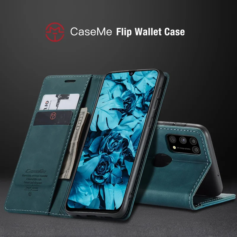 CASEME 013 Series Auto-absorbed Leather Shell for Samsung Galaxy M31 - Green