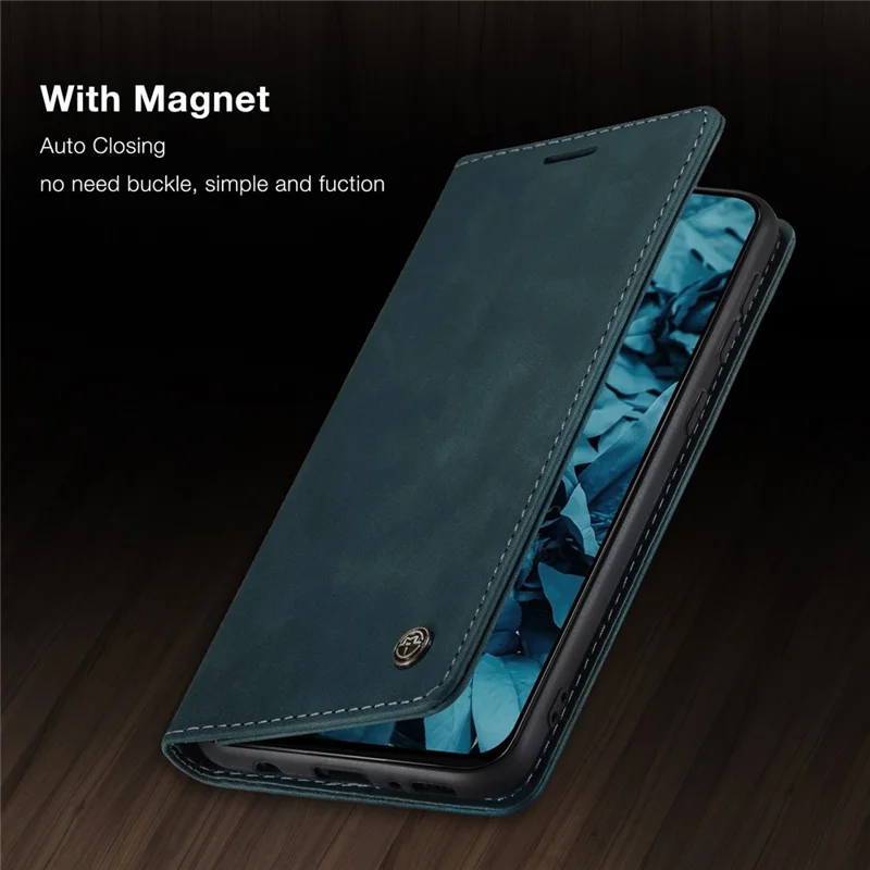 CASEME 013 Series Auto-absorbed Leather Shell for Samsung Galaxy M31 - Green