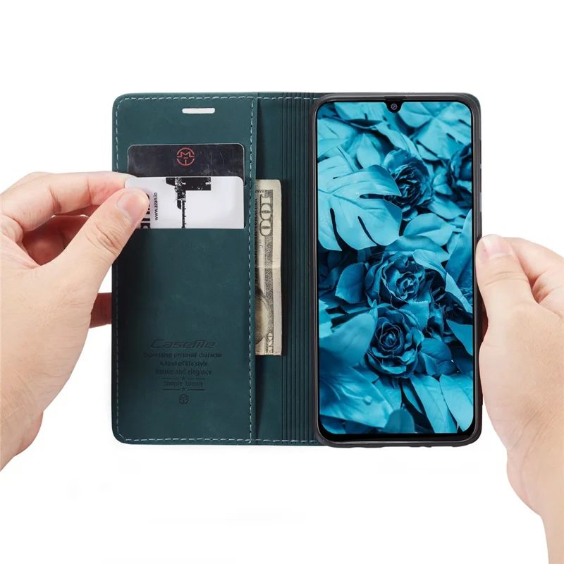 CASEME 013 Series Auto-absorbed Leather Shell for Samsung Galaxy M31 - Green