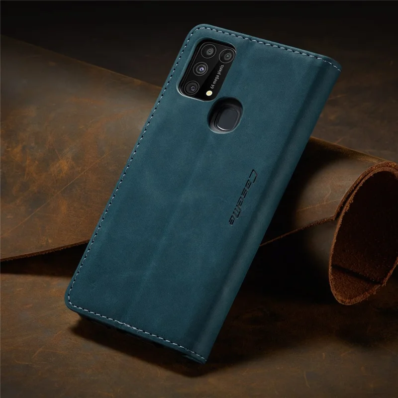 CASEME 013 Series Auto-absorbed Leather Shell for Samsung Galaxy M31 - Green